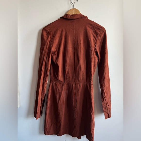 Free People Rich Brown Long Sleeve Wrap Dress - Picture 2 of 12